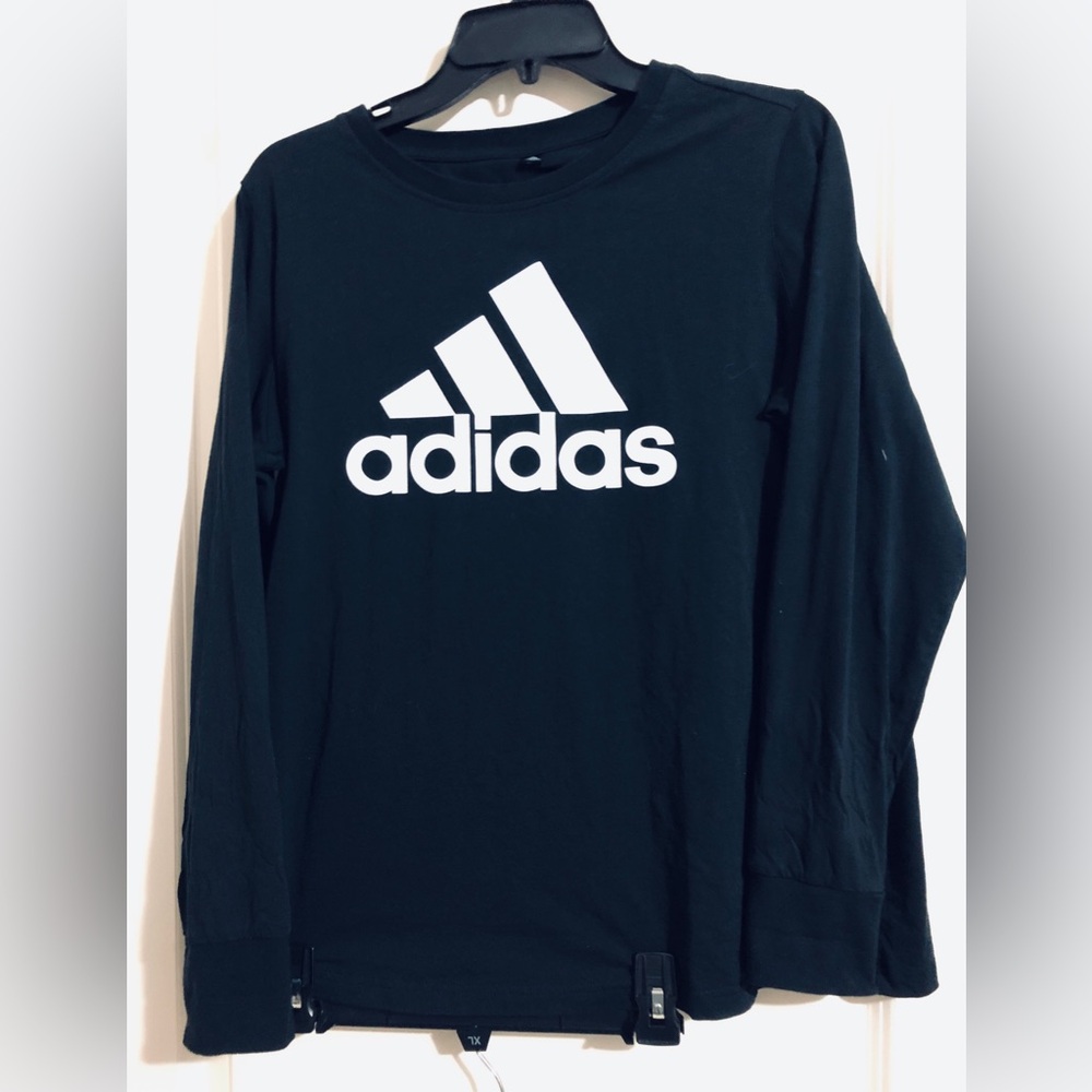 Adidas Black and White Long Sleeve Tee - Picture 1 of 9